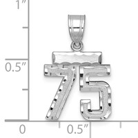 14K White Gold Small Brushed Diamond-cut Number 75 Charm view 2