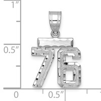 14K White Gold Small Brushed Diamond-cut Number 76 Charm view 2
