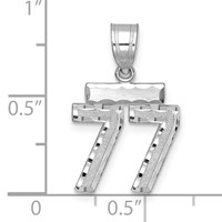 14K White Gold Small Brushed Diamond-cut Number 77 Charm view 2