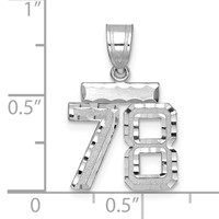 14K White Gold Small Brushed Diamond-cut Number 78 Charm view 3