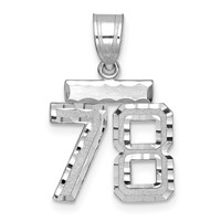 14K White Gold Small Brushed Diamond-cut Number 78 Charm view 1