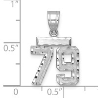 14K White Gold Small Brushed Diamond-cut Number 79 Charm view 2