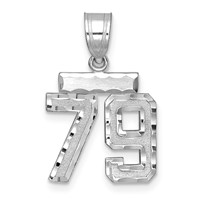 14K White Gold Small Brushed Diamond-cut Number 79 Charm view 1