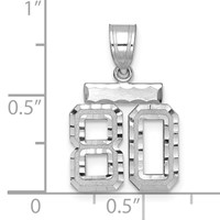 14K White Gold Small Brushed Diamond-cut Number 80 Charm view 2
