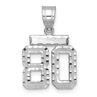 14K White Gold Small Brushed Diamond-cut Number 80 Charm view 1