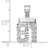 14K White Gold Small Brushed Diamond-cut Number 81 Charm view 2