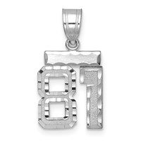 14K White Gold Small Brushed Diamond-cut Number 81 Charm view 1