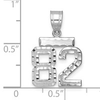 14K White Gold Small Brushed Diamond-cut Number 82 Charm view 2