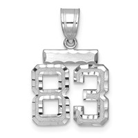 14K White Gold Small Brushed Diamond-cut Number 83 Charm view 1
