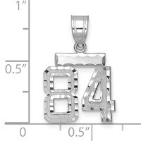 14K White Gold Small Brushed Diamond-cut Number 84 Charm view 2