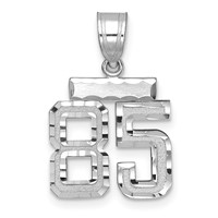 14K White Gold Small Brushed Diamond-cut Number 85 Charm view 1