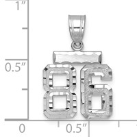 14K White Gold Small Brushed Diamond-cut Number 86 Charm view 2