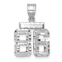 14K White Gold Small Brushed Diamond-cut Number 86 Charm view 1