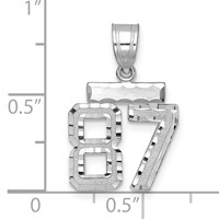 14K White Gold Small Brushed Diamond-cut Number 87 Charm view 2