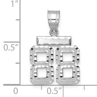 14K White Gold Small Brushed Diamond-cut Number 88 Charm view 2