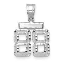 14K White Gold Small Brushed Diamond-cut Number 88 Charm view 1
