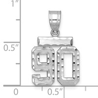 14K White Gold Small Brushed Diamond-cut Number 90 Charm view 2