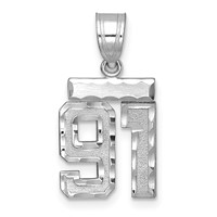 14kw Small Brushed Diamond-cut Number 91 Charm view 1