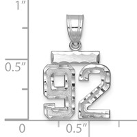 14K White Gold Small Brushed Diamond-cut Number 92 Charm view 2
