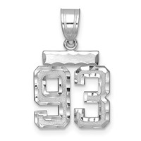 14K White Gold Small Brushed Diamond-cut Number 93 Charm view 1
