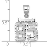 14K White Gold Small Brushed Diamond-cut Number 95 Charm view 2
