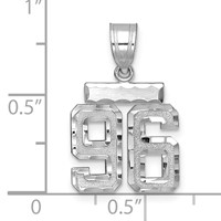 14K White Gold Small Brushed Diamond-cut Number 96 Charm view 3