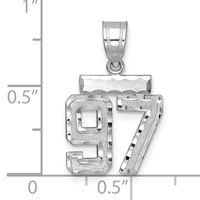 14K White Gold Small Brushed Diamond-cut Number 97 Charm view 2