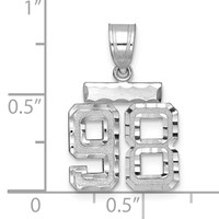 14K White Gold Small Brushed Diamond-cut Number 98 Charm view 2