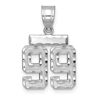 14K White Gold Small Brushed Diamond-cut Number 99 Charm view 1