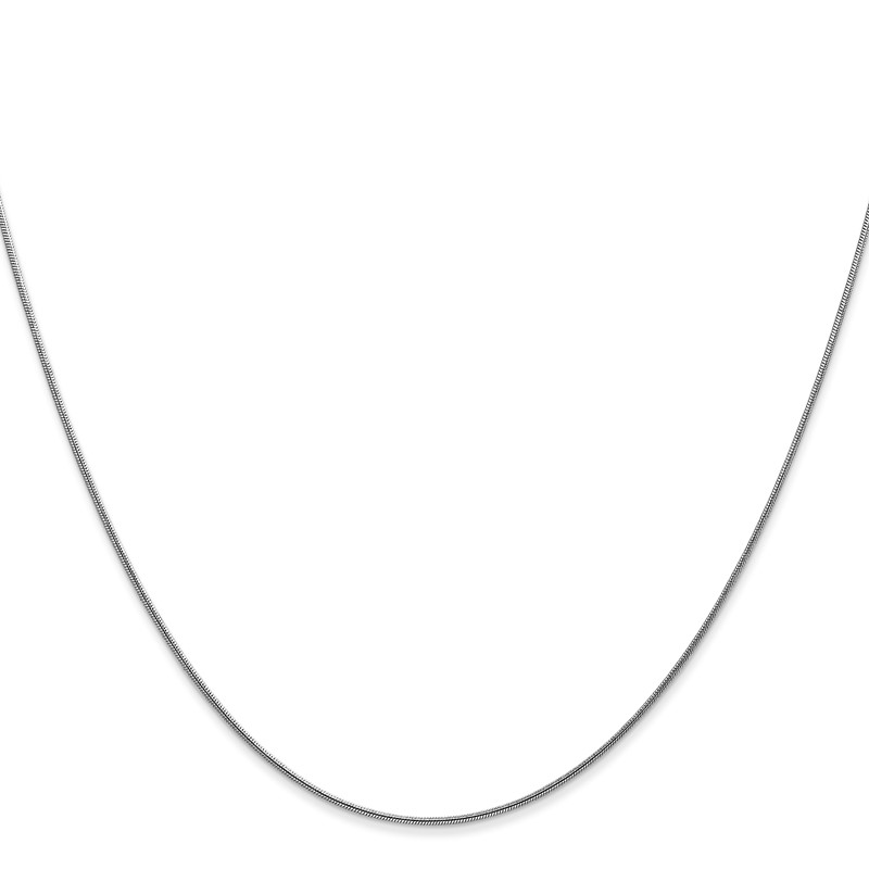 14K White Gold 30 inch .8mm Round Snake with Lobster Clasp Chain
