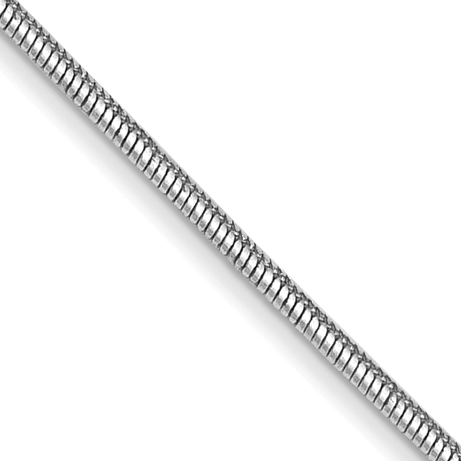 14K White Gold 30 inch .8mm Round Snake with Lobster Clasp Chain (WSNA060-30)