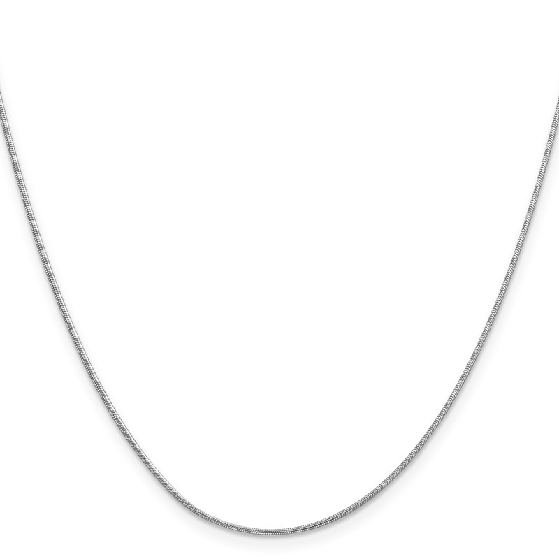 14K White Gold 30 inch .9mm Round Snake with Lobster Clasp Chain