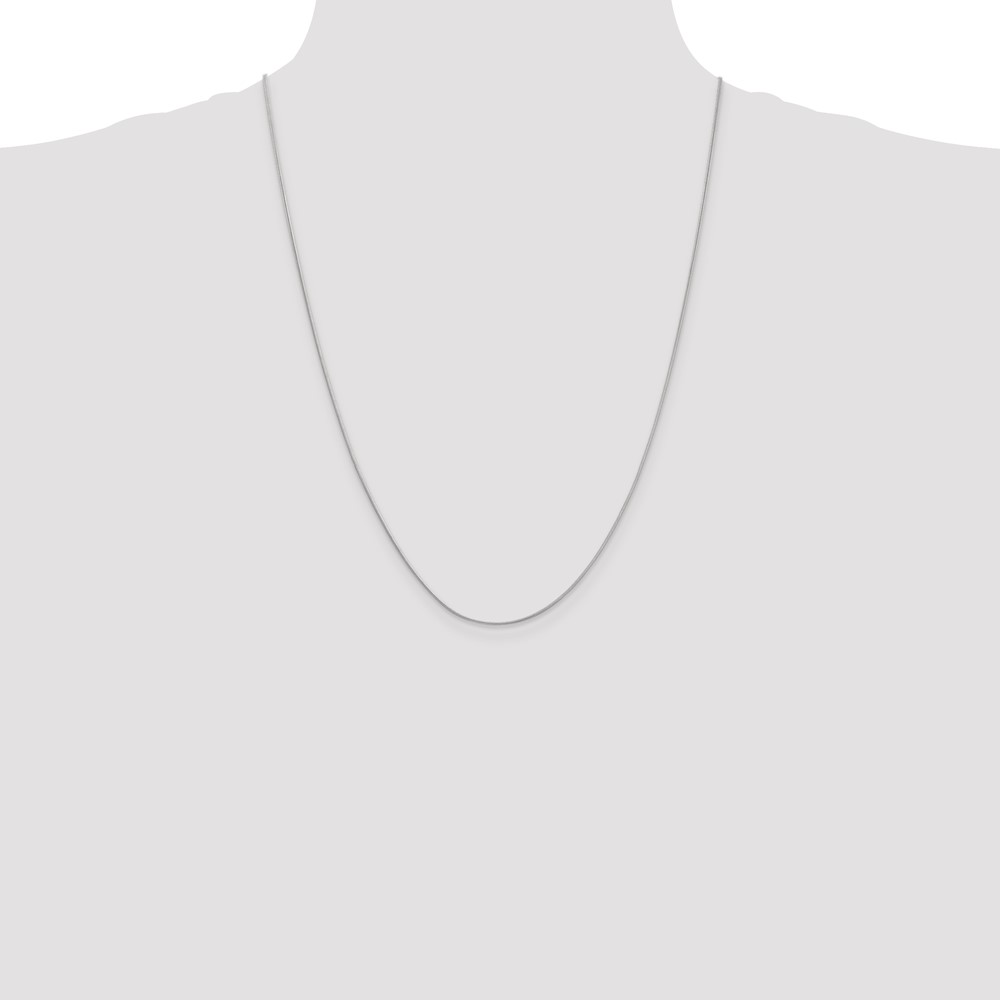 14K White Gold 24 inch .9mm Round Snake with Lobster Clasp Chain (WSNA080-24)