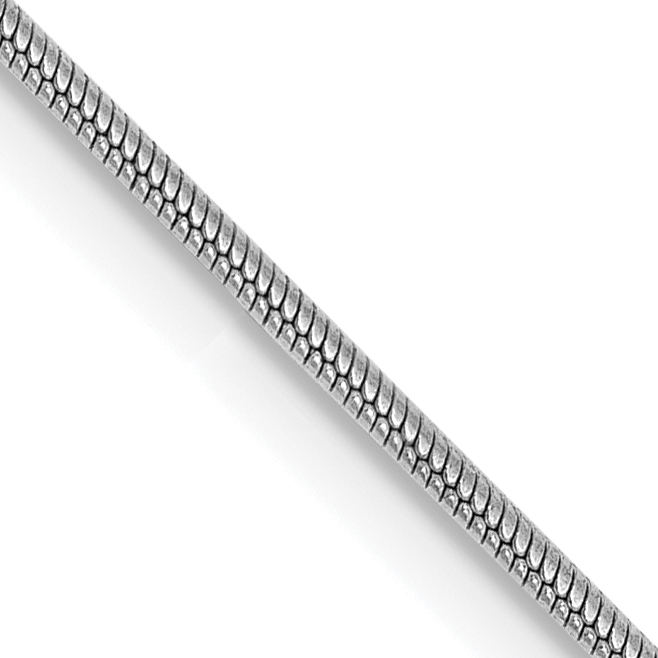 14K White Gold 24 inch .9mm Round Snake with Lobster Clasp Chain (WSNA080-24)