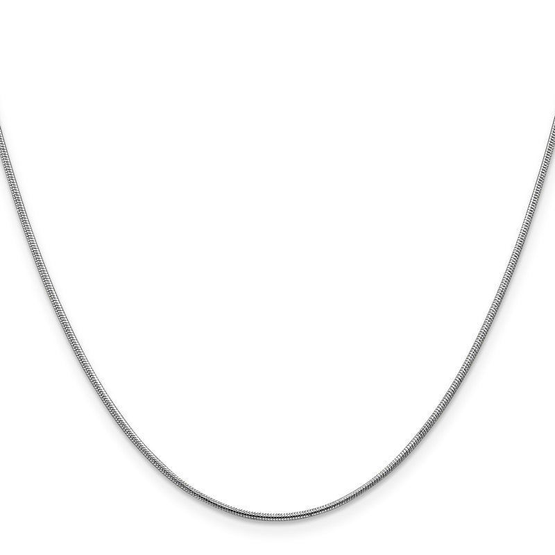14K White Gold 20 inch 1.1mm Round Snake with Lobster Clasp Chain