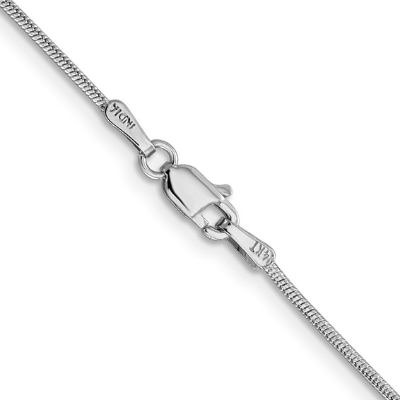 14K White Gold 1.1mm Round Snake with Lobster Clasp Chain (per inch)