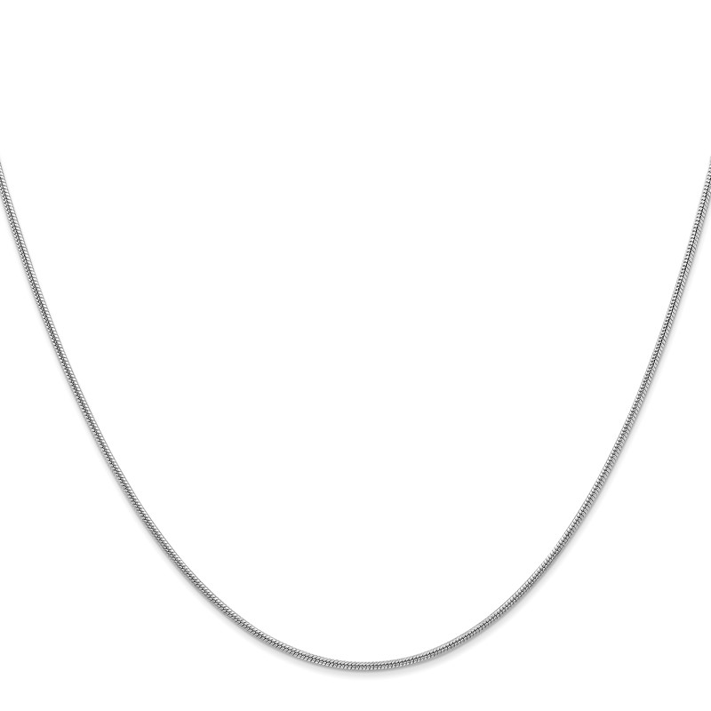14K White Gold 30 inch 1.4mm Round Snake Lobster Clasp Chain