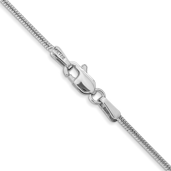 14K White Gold 1.4mm Round Snake with Lobster Clasp Chain (per inch)