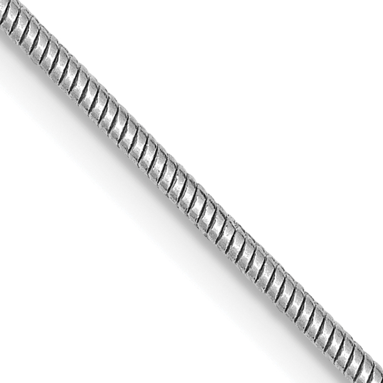 14K White Gold 24 inch 1.4mm Round Snake Lobster Clasp Chain (WSNA120-24)