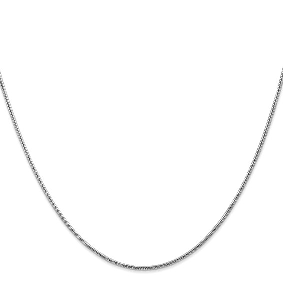 14K White Gold 1.6mm Round Snake with Lobster Clasp Chain (per inch)