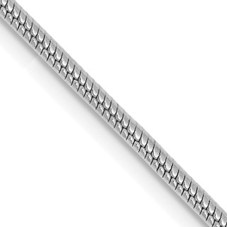 14K White Gold 1.6mm Round Snake with Lobster Clasp Chain (per inch)
