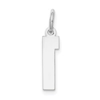 14K White Gold Small Satin Number 1 Charm view 4