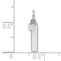 14K White Gold Small Satin Number 1 Charm view 3