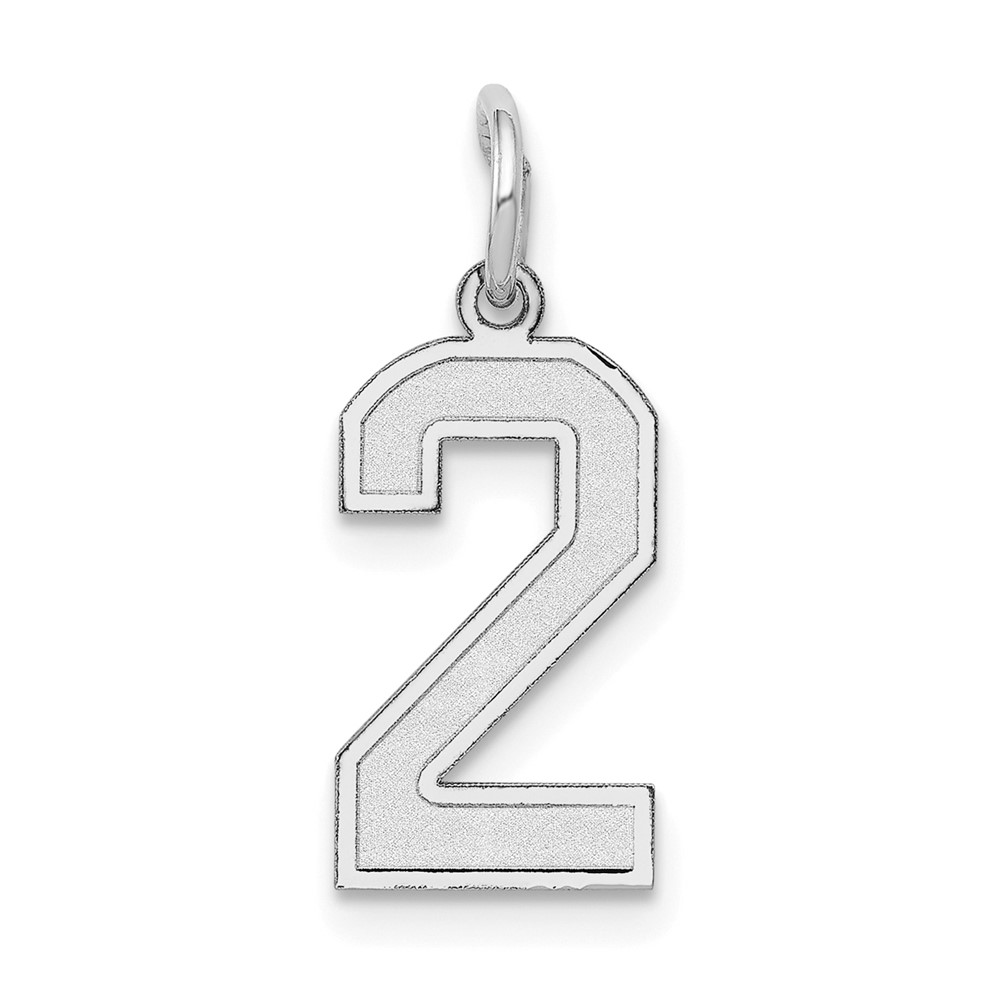 14K White Gold Small Satin Number 2 Charm