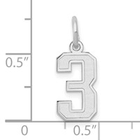 14K White Gold Small Satin Number 3 Charm view 3
