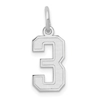 14K White Gold Small Satin Number 3 Charm view 1