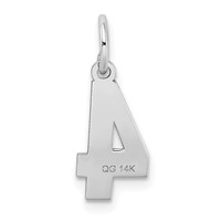 14K White Gold Small Satin Number 4 Charm view 4