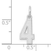 14K White Gold Small Satin Number 4 Charm view 3