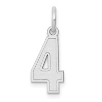 14K White Gold Small Satin Number 4 Charm view 1