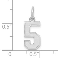 14K White Gold Small Satin Number 5 Charm view 3